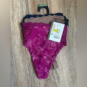 Joyspun Women's Microfiber and Lace Thong Panties, 3-Pack, Size XL